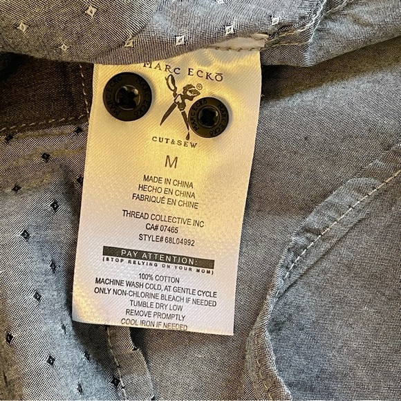 Marc Ecko Cut & Sew gray dots Button Down Shirt size Medium 100% Cotton - Picture 8 of 11